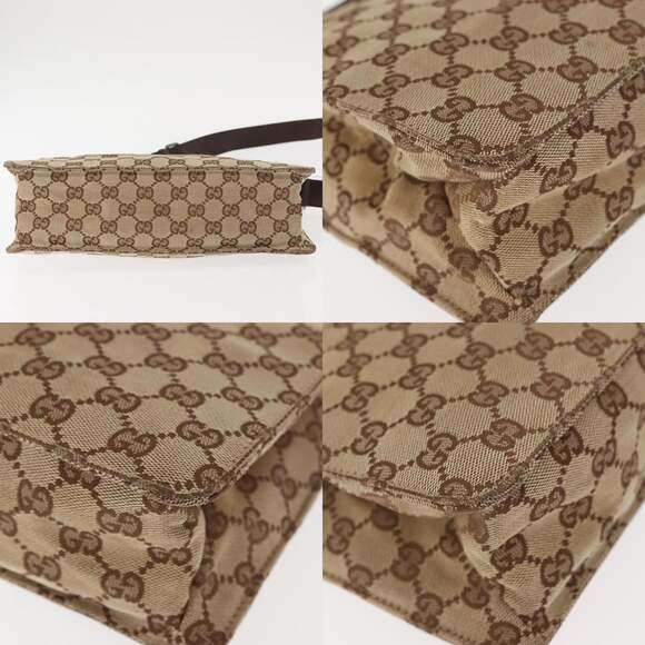 GUCCI GG Canvas Shoulder Bag Beige Silver - Picture 10 of 12